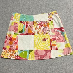 Lilly Pulitzer Wrap Skirt Womens 4 Pink Reversible Patchwork‎ Lemon Lime Vintage